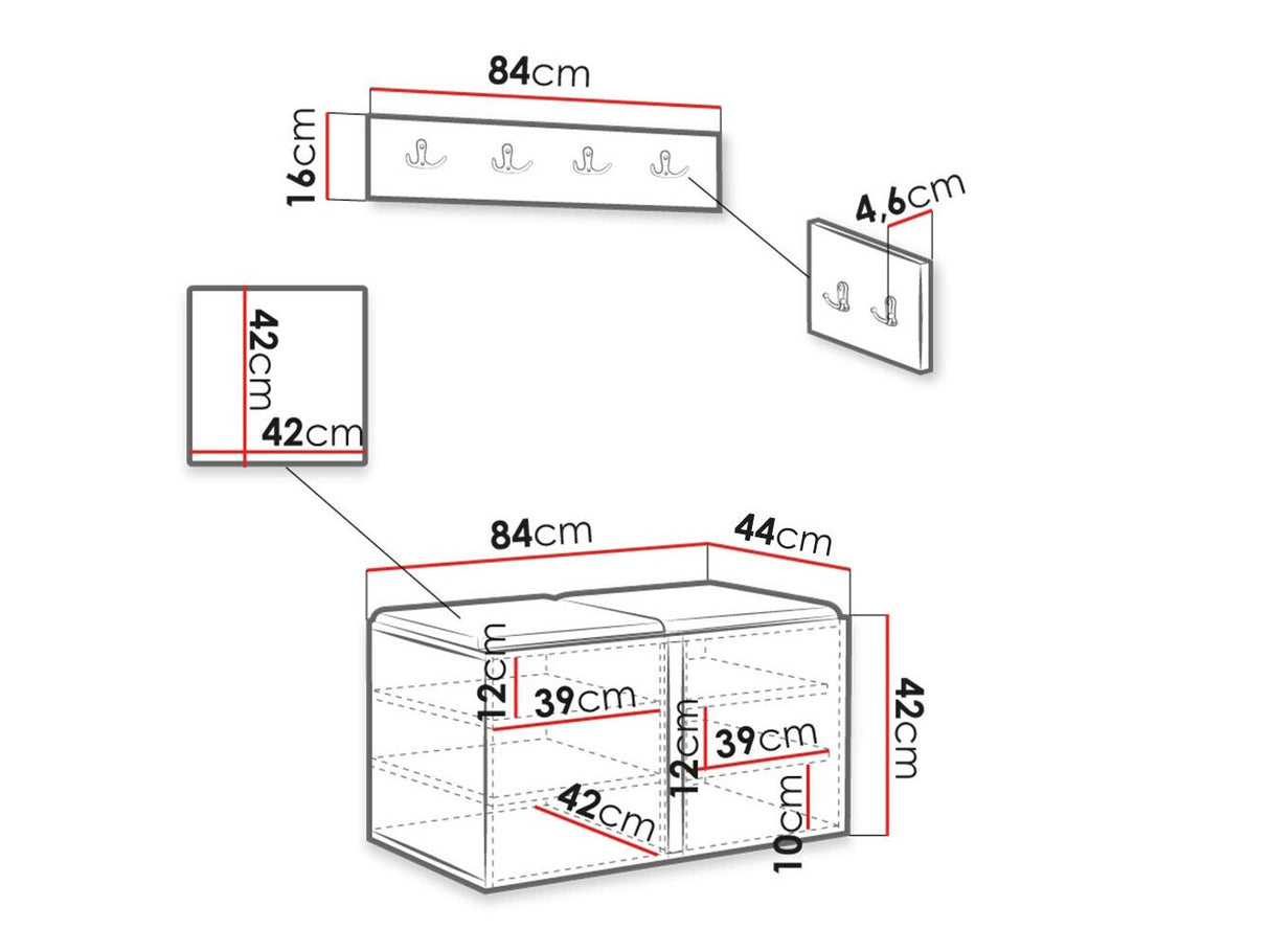 Előszoba garnitúra ORION RYFEL RAMIRO VI (Terospito), Keret színe: Fekete, Puha falpanel színe: Soft 011