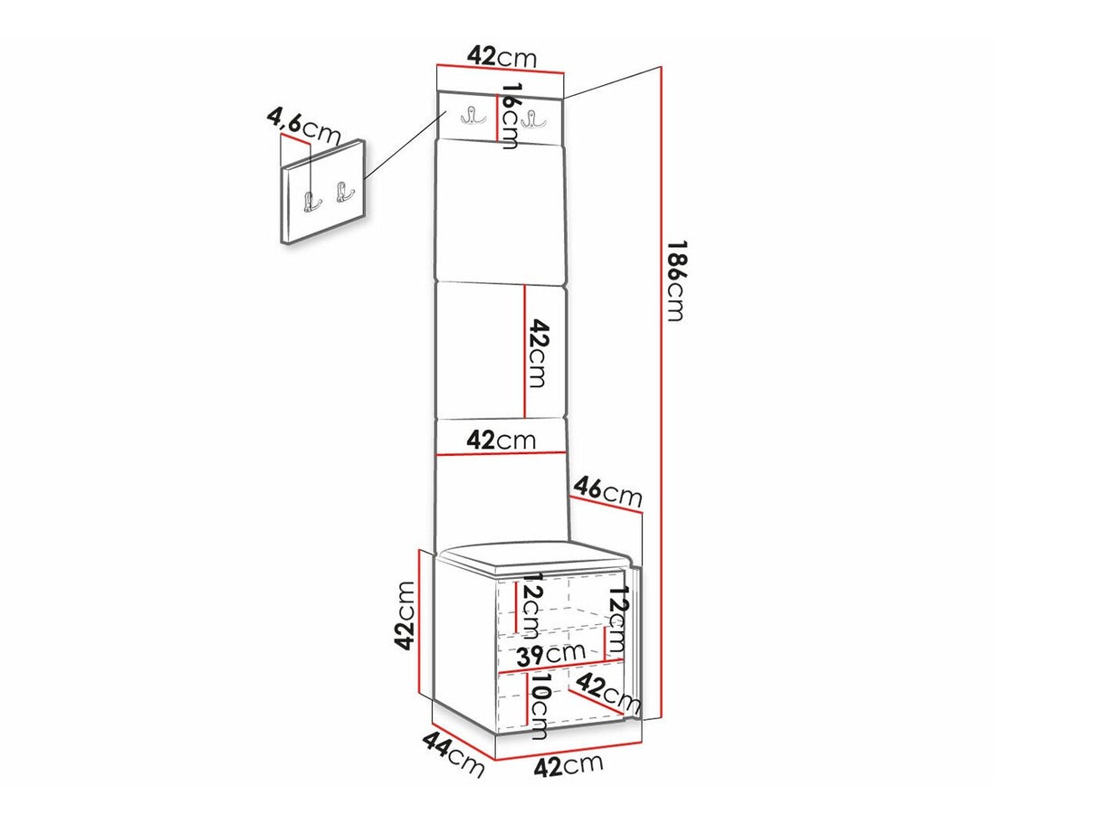 Előszoba garnitúra ORION RYFEL RAMIRO XXII (Terospito), Keret színe: Fehér, Puha falpanel színe: Manila 02