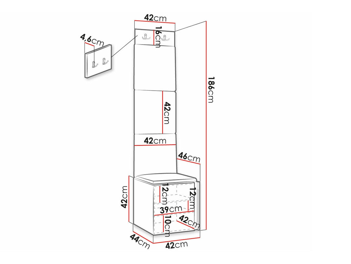 Előszoba garnitúra ORION RYFEL RAMIRO XXII (Terospito), Keret színe: Fehér, Puha falpanel színe: Manila 16