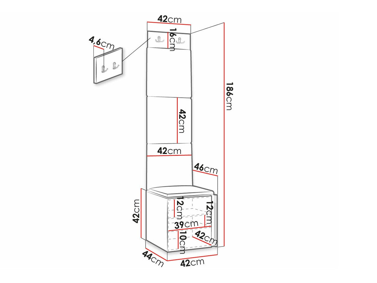 Előszoba garnitúra ORION RYFEL RAMIRO XXII (Terospito), Keret színe: Fehér, Puha falpanel színe: Manila 18