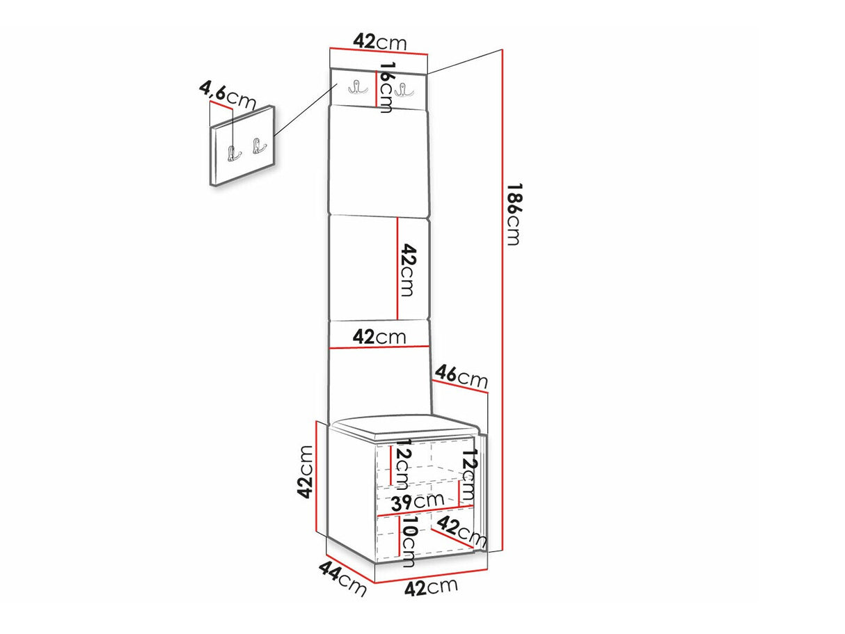 Előszoba garnitúra ORION RYFEL RAMIRO XXII (Terospito), Keret színe: Fehér, Puha falpanel színe: Manila 26