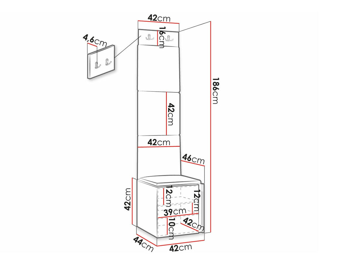 Előszoba garnitúra ORION RYFEL RAMIRO XXII (Terospito), Keret színe: Fehér, Puha falpanel színe: Manila 32