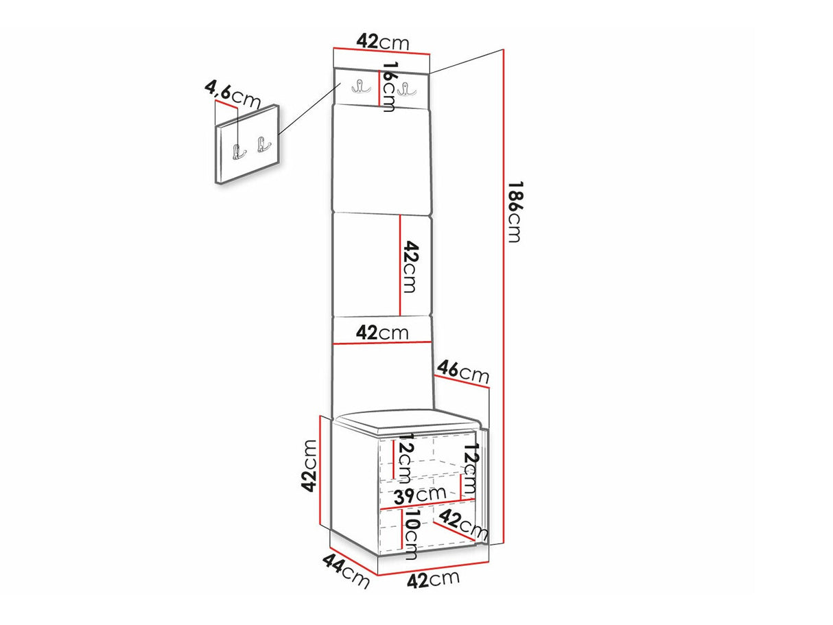 Előszoba garnitúra ORION RYFEL RAMIRO XXII (Terospito), Keret színe: Fehér, Puha falpanel színe: Manila 35