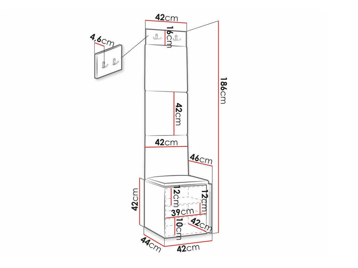 Előszoba garnitúra ORION RYFEL RAMIRO XXII (Terospito), Keret színe: Fehér, Puha falpanel színe: Soft 017