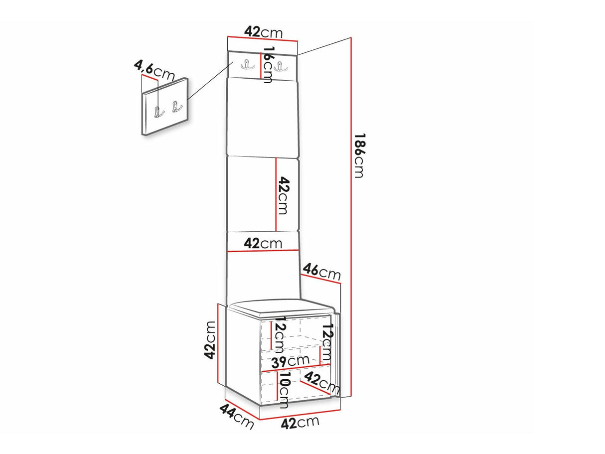 Előszoba garnitúra ORION RYFEL RAMIRO XXII (Terospito), Keret színe: Fekete, Puha falpanel színe: Manila 09