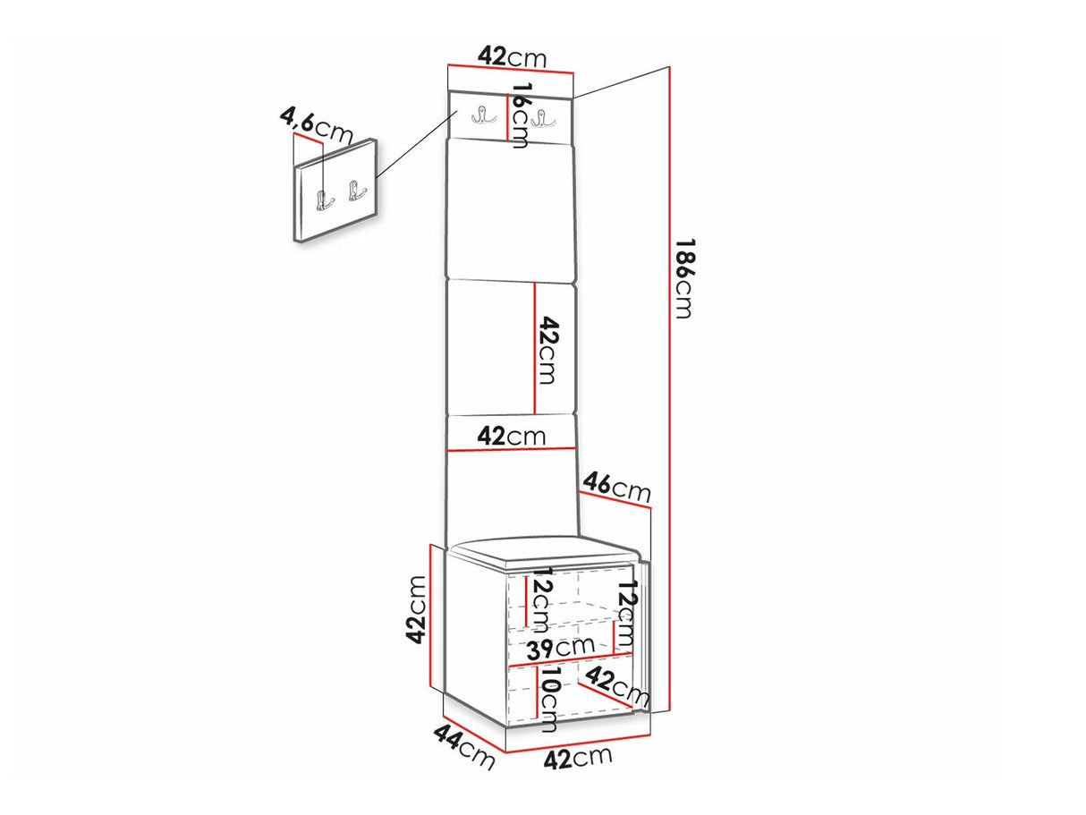 Előszoba garnitúra ORION RYFEL RAMIRO XXII (Terospito), Keret színe: Fekete, Puha falpanel színe: Manila 16