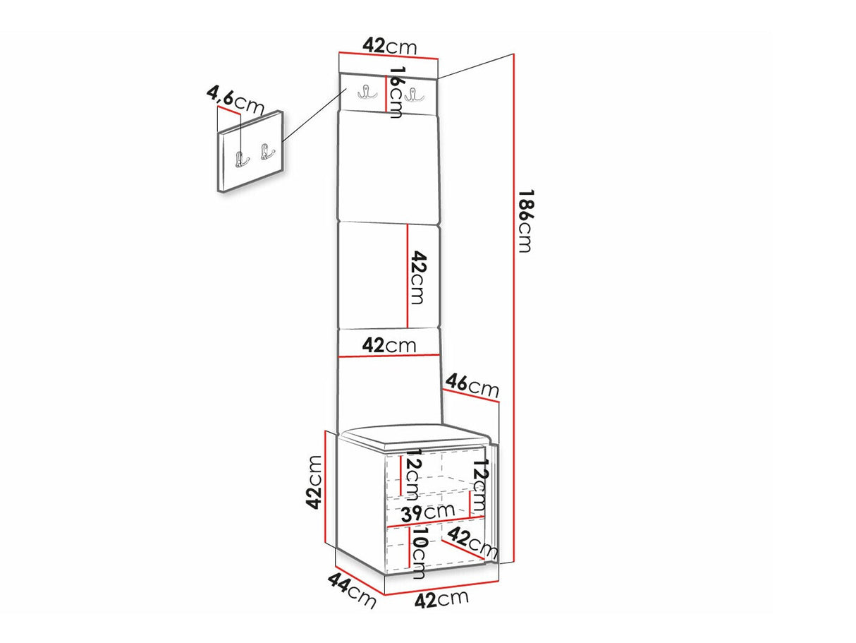 Előszoba garnitúra ORION RYFEL RAMIRO XXII (Terospito), Keret színe: Fekete, Puha falpanel színe: Manila 26