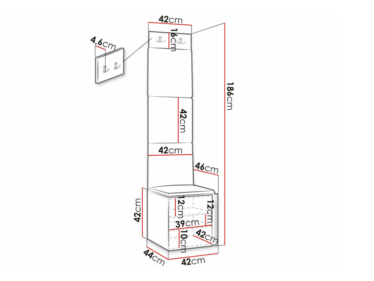 Előszoba garnitúra ORION RYFEL RAMIRO XXII (Terospito), Keret színe: Fekete, Puha falpanel színe: Manila 32