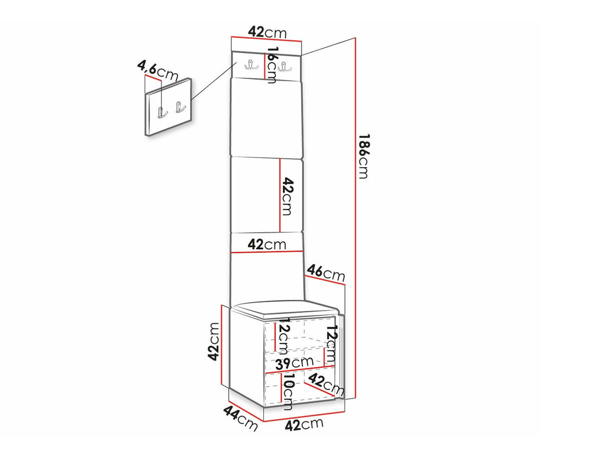 Előszoba garnitúra ORION RYFEL RAMIRO XXII (Terospito), Keret színe: Fekete, Puha falpanel színe: Soft 011