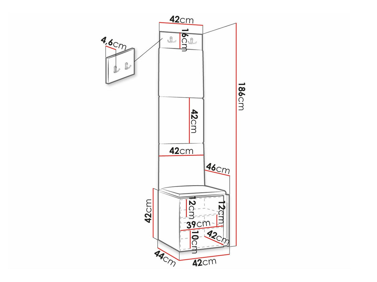Előszoba garnitúra ORION RYFEL RAMIRO XXII (Terospito), Keret színe: Fekete, Puha falpanel színe: Soft 017