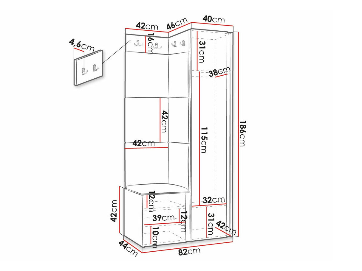 Előszoba garnitúra ORION RYFEL RAMIRO XXV, Keret színe: Fehér, Puha falpanel színe: Manila 02