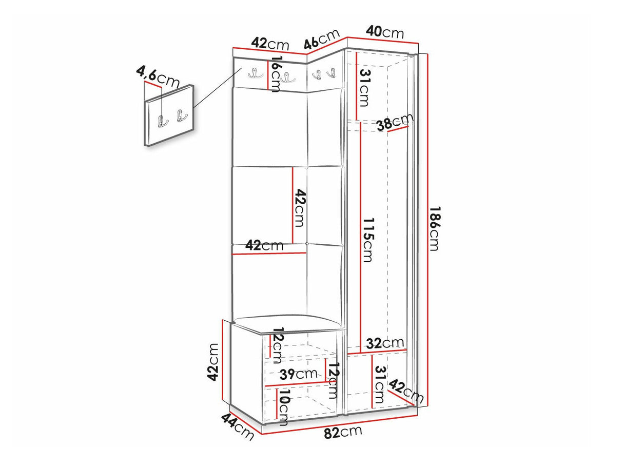 Előszoba garnitúra ORION RYFEL RAMIRO XXV, Keret színe: Fehér, Puha falpanel színe: Manila 18