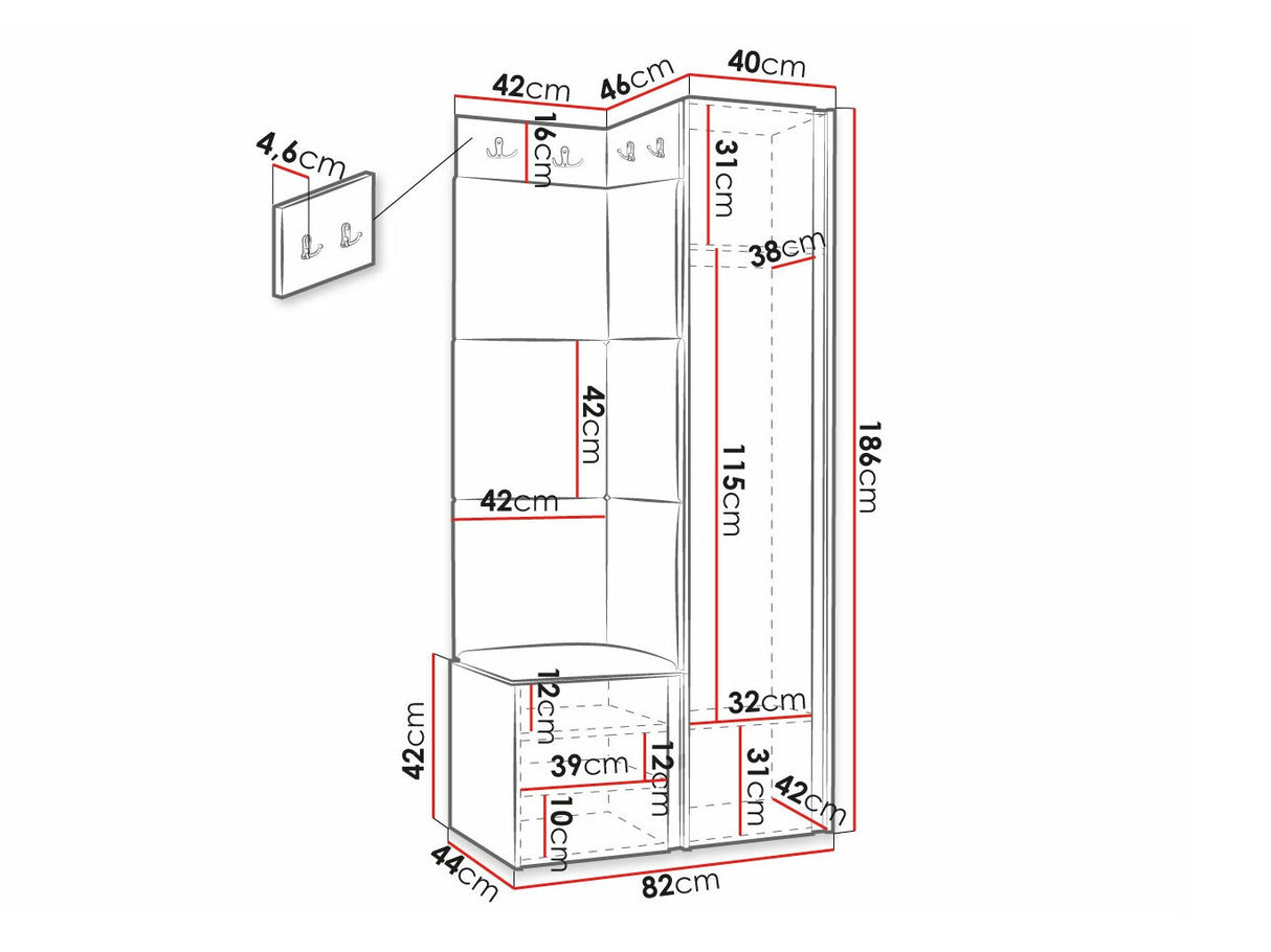 Előszoba garnitúra ORION RYFEL RAMIRO XXV, Keret színe: Fekete, Puha falpanel színe: Manila 09