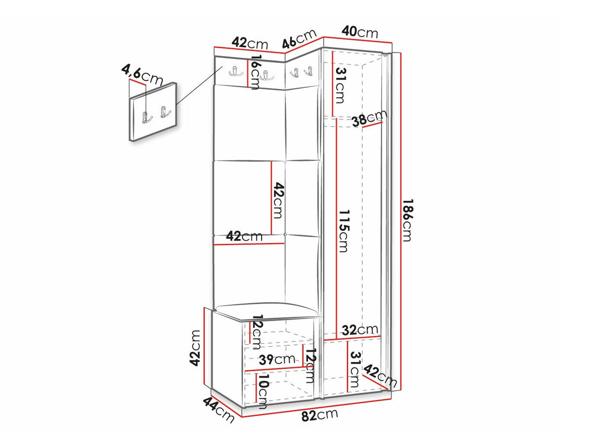 Előszoba garnitúra ORION RYFEL RAMIRO XXV, Keret színe: Fekete, Puha falpanel színe: Manila 16