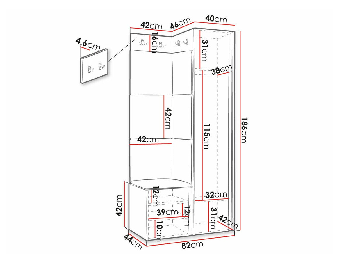 Előszoba garnitúra ORION RYFEL RAMIRO XXV, Keret színe: Fekete, Puha falpanel színe: Soft 011