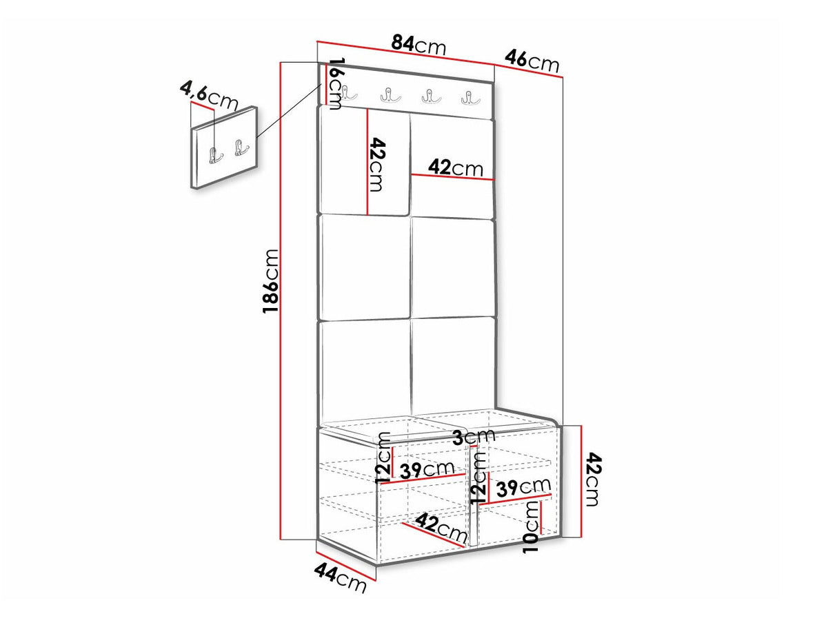 Előszoba garnitúra ORION RYFEL SLIM IV (Towiro), Keret színe: Fehér, Puha falpanel színe: Soft 011