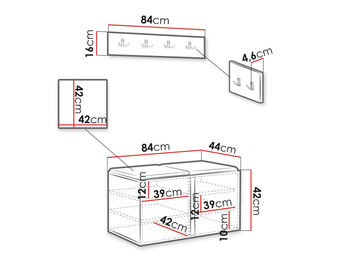 Előszoba garnitúra ORION RYFEL SLIM VI (Towiro), Keret színe: Fehér, Puha falpanel színe: Manila 02