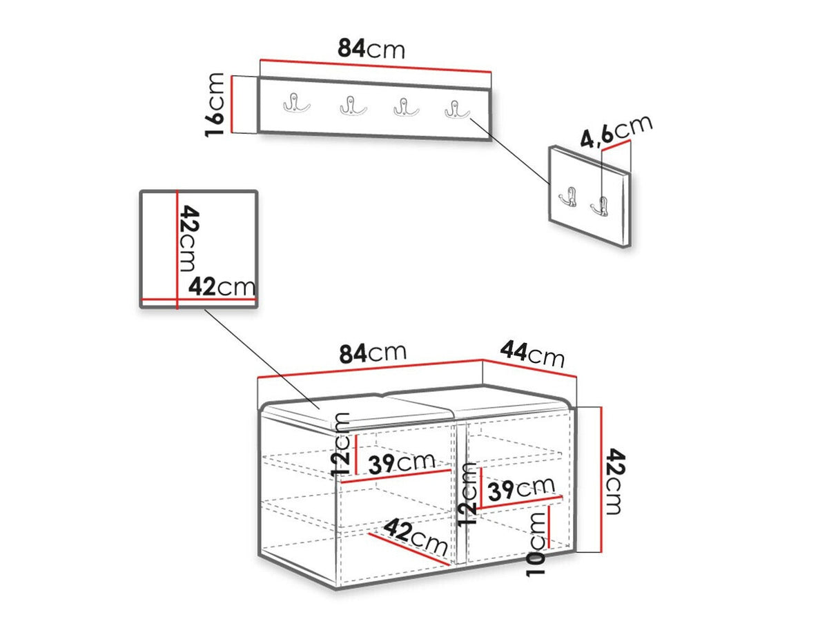 Előszoba garnitúra ORION RYFEL SLIM VI (Towiro), Keret színe: Fehér, Puha falpanel színe: Manila 11