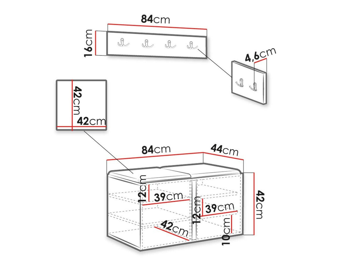 Előszoba garnitúra ORION RYFEL SLIM VI (Towiro), Keret színe: Fehér, Puha falpanel színe: Manila 35