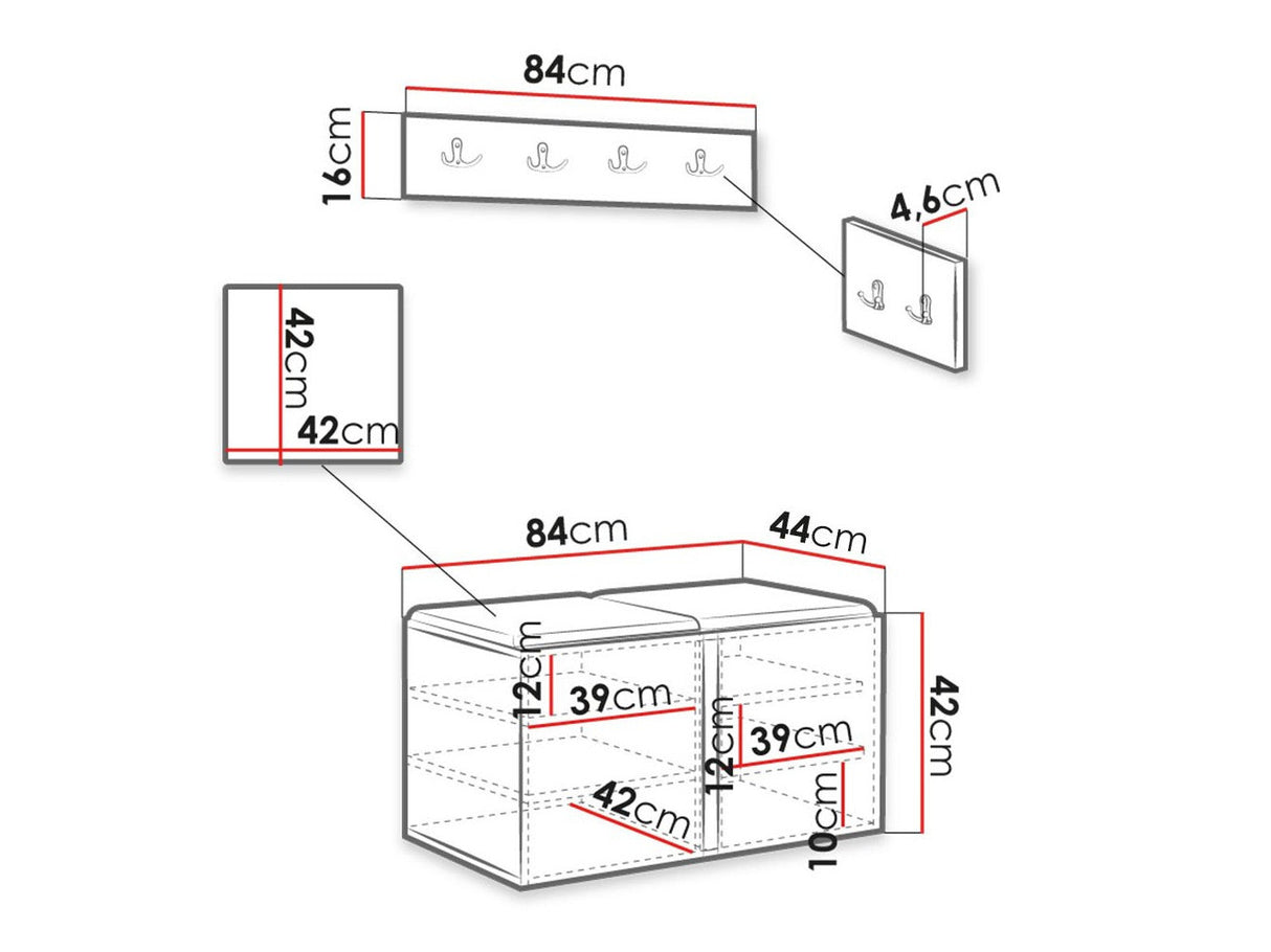 Előszoba garnitúra ORION RYFEL SLIM VI (Towiro), Keret színe: Fekete, Puha falpanel színe: Manila 11
