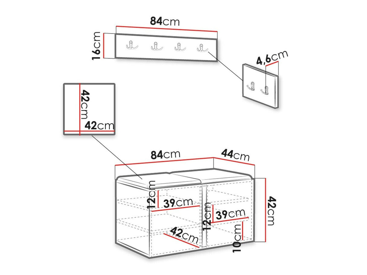 Előszoba garnitúra ORION RYFEL SLIM VI (Towiro), Keret színe: Fekete, Puha falpanel színe: Manila 35