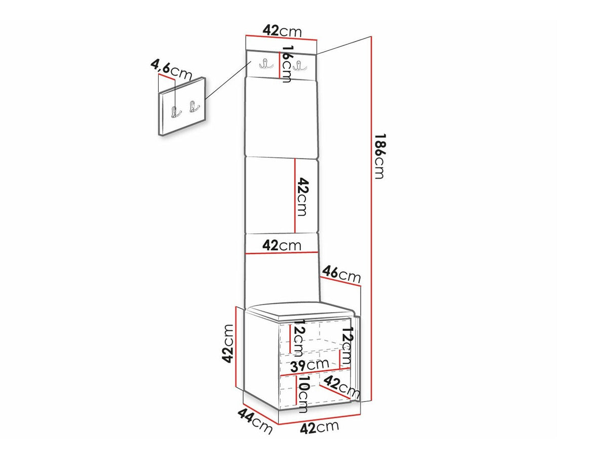 Előszoba garnitúra ORION RYFEL SLIM XXII (Towiro), Keret színe: Fehér, Puha falpanel színe: Manila 02
