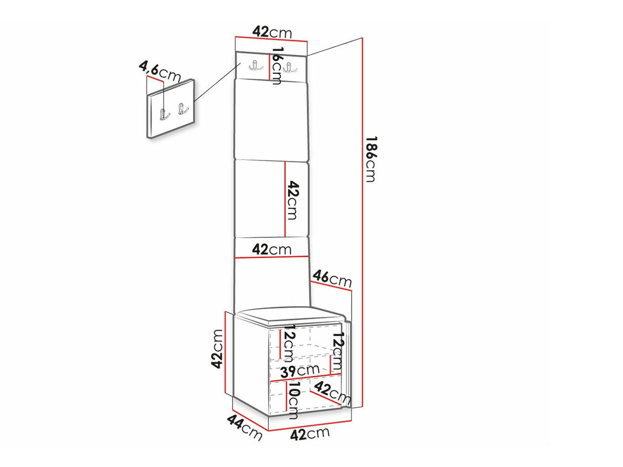 Előszoba garnitúra ORION RYFEL SLIM XXII (Towiro), Keret színe: Fehér, Puha falpanel színe: Manila 11