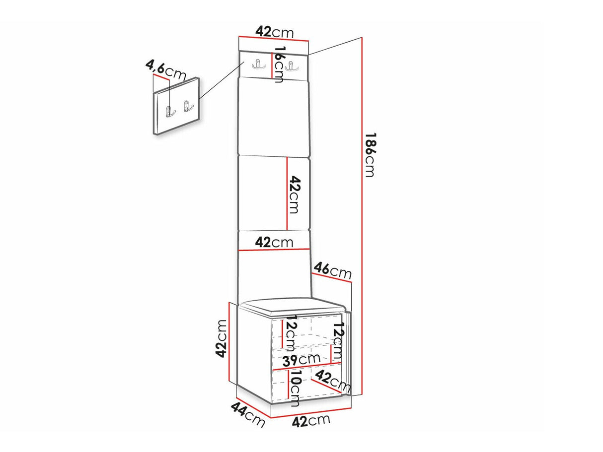 Előszoba garnitúra ORION RYFEL SLIM XXII (Towiro), Keret színe: Fekete, Puha falpanel színe: Manila 02
