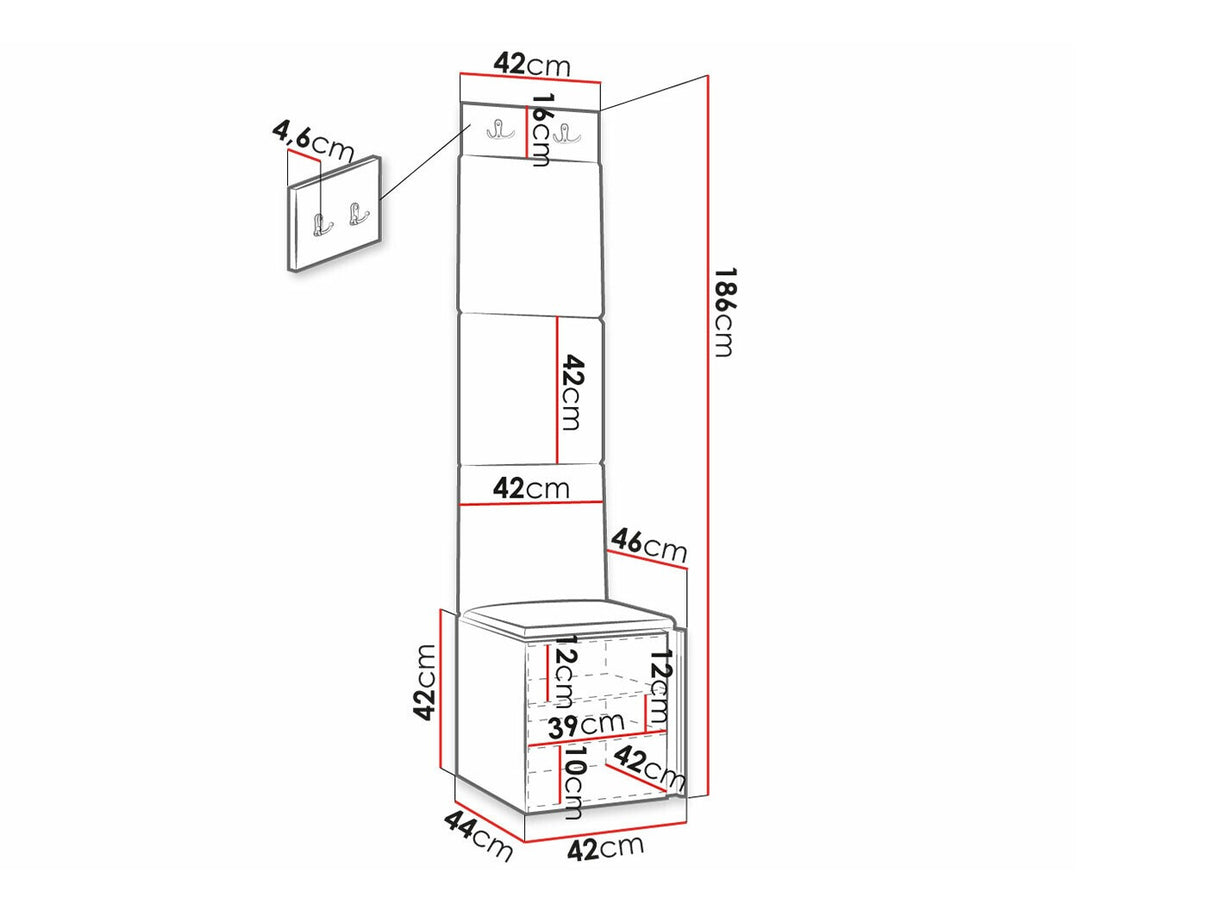 Előszoba garnitúra ORION RYFEL SLIM XXII (Towiro), Keret színe: Fekete, Puha falpanel színe: Soft 011