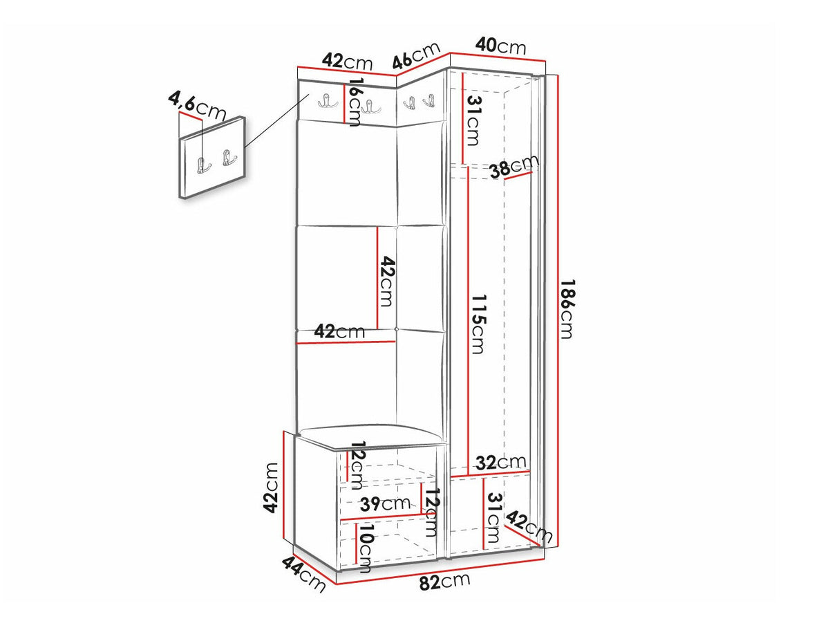 Előszoba garnitúra ORION RYFEL SLIM XXV (Towiro), Puha falpanel színe: Soft 017, Keret színe: Fekete