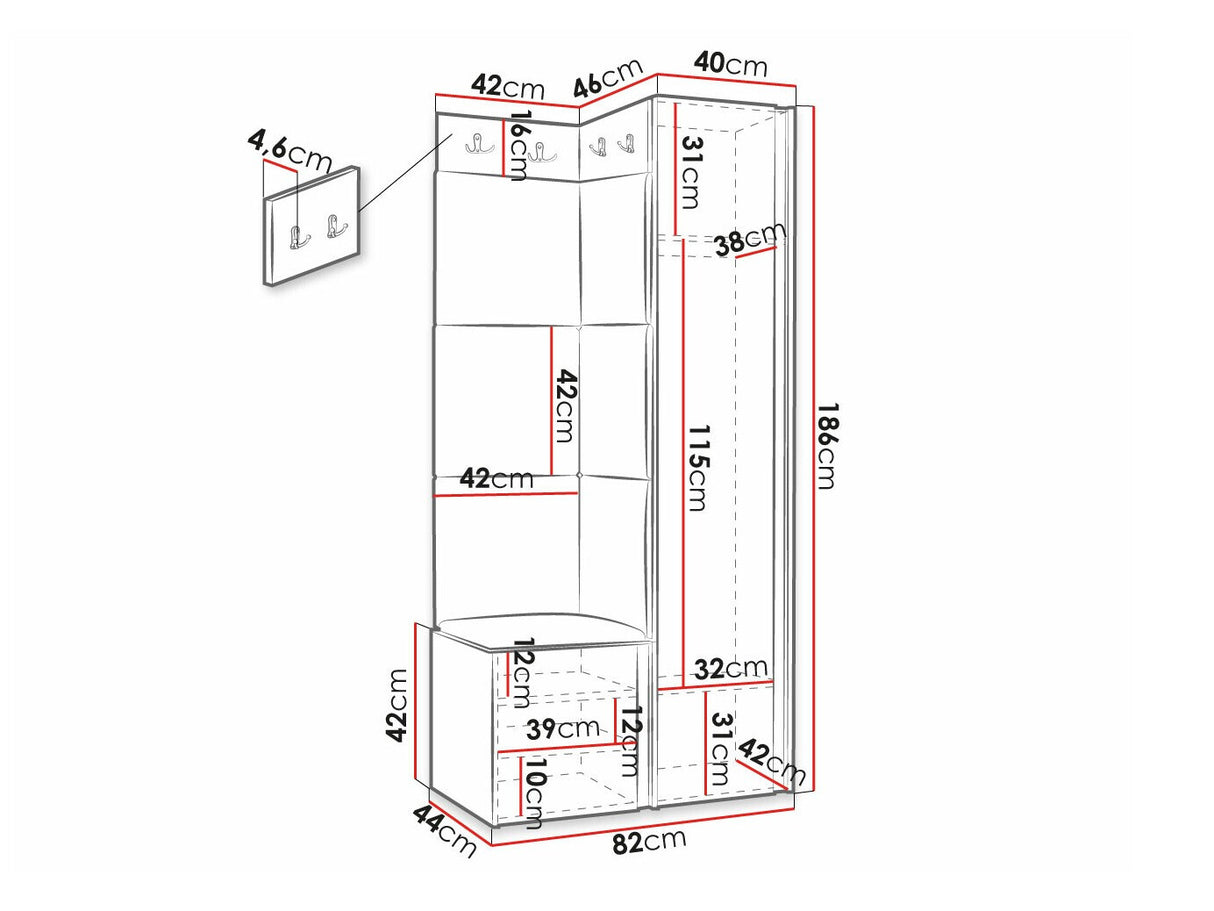 Előszoba garnitúra ORION RYFEL SLIM XXVI (Towiro), Puha falpanel színe: Manila 11, Keret színe: Fekete