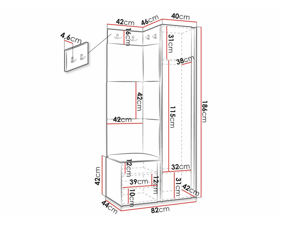 Előszoba garnitúra ORION RYFEL SLIM XXVI (Towiro), Puha falpanel színe: Manila 32, Keret színe: Fekete