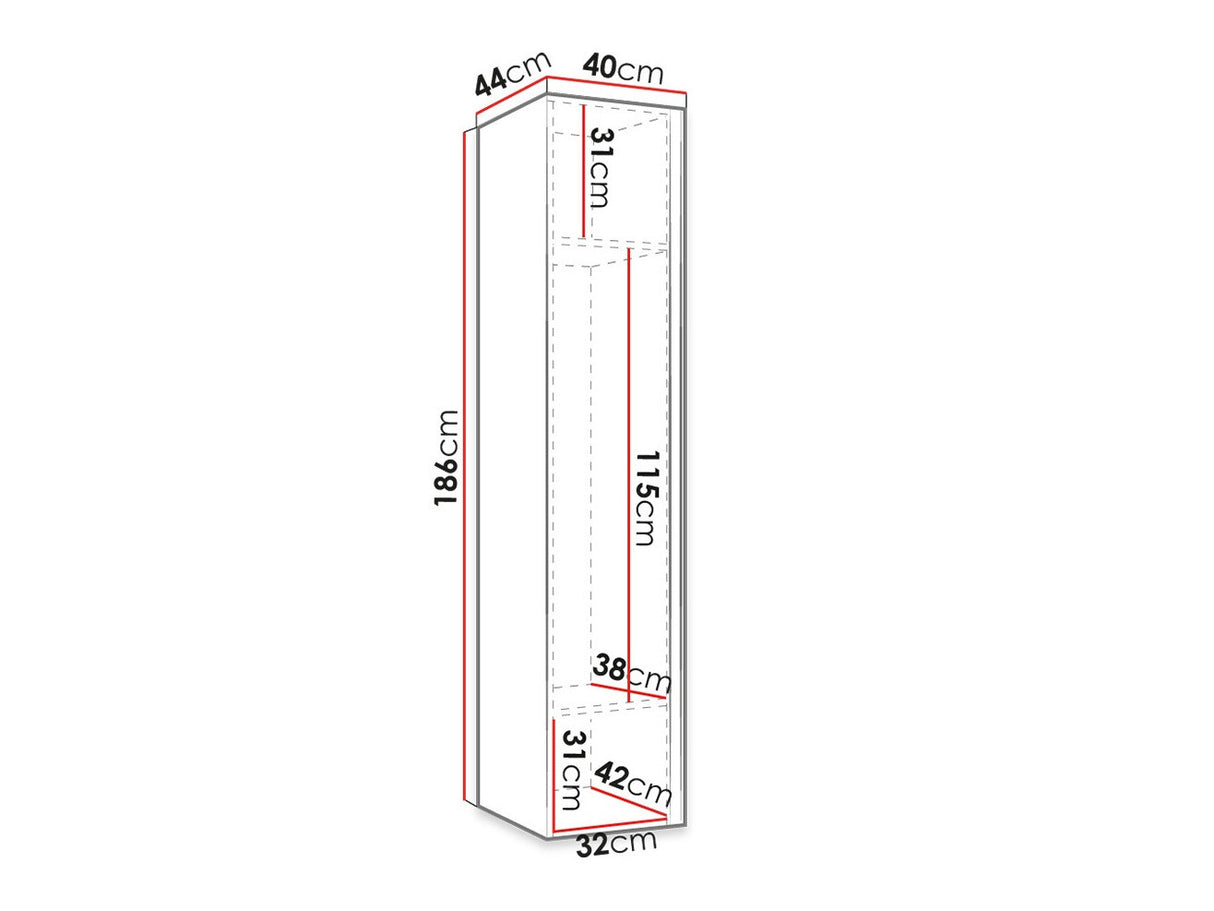 Gardróbszekrény ORION RYFEL SLIM (Towiro 1D) (Fekete)
