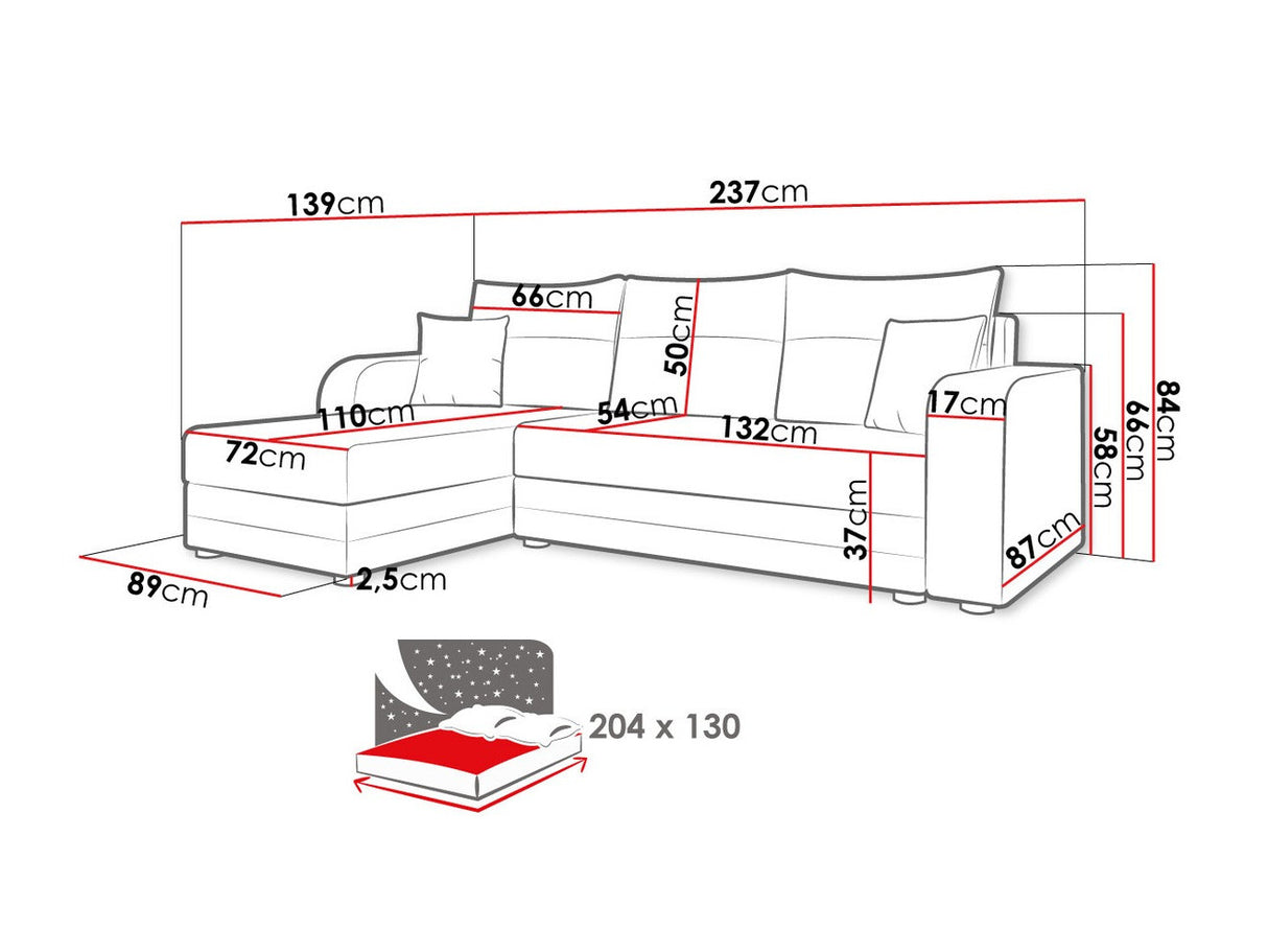 Sarokkanapé Hewlet Bis (Poruba Bis), Szín: Lux 06 + Lux 01
