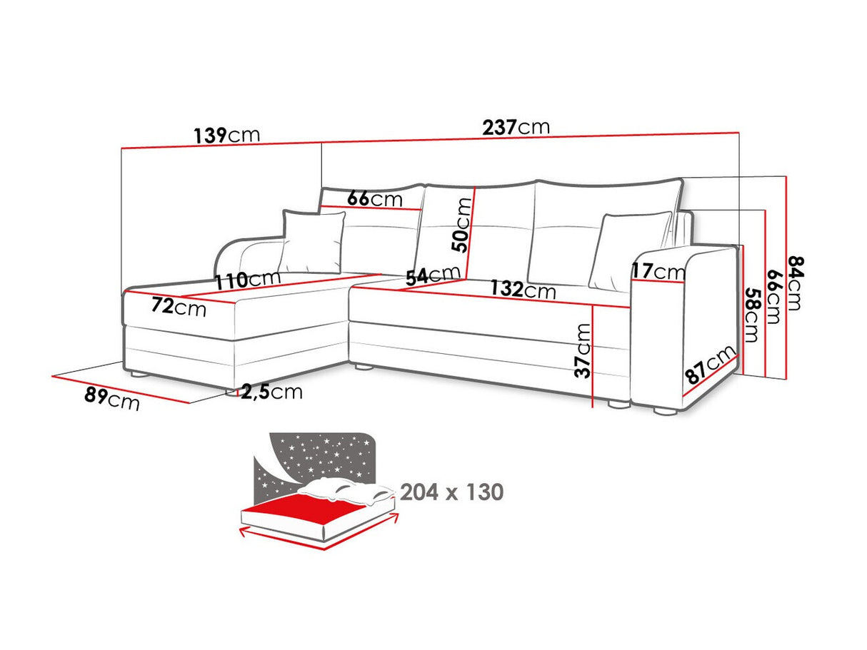 Sarokkanapé Hewlet Bis (Poruba Bis), Szín: Lux 23 + Lux 01