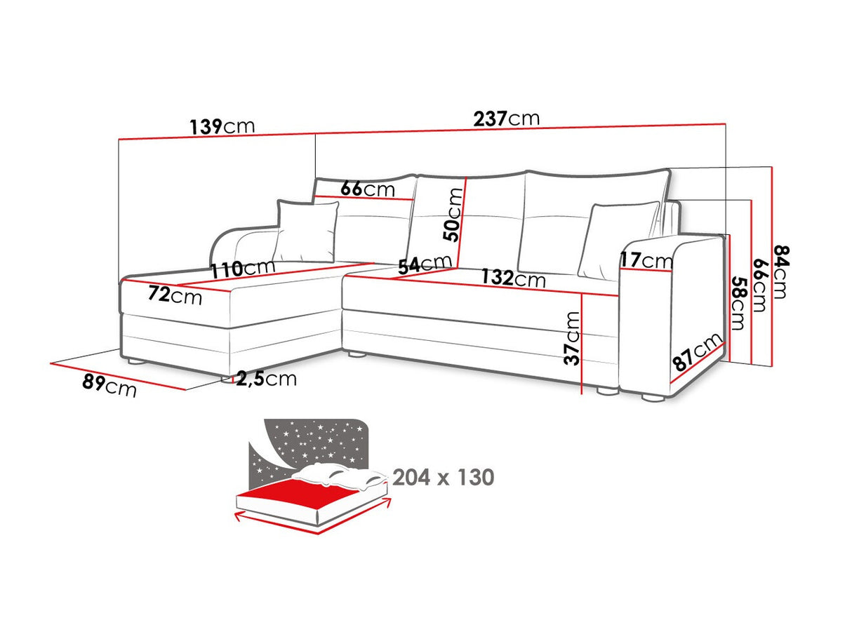 Sarokkanapé Hewlet Bis (Poruba Bis), Szín: Manila 02