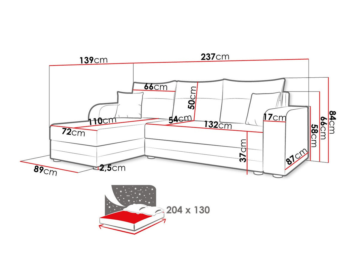 Sarokkanapé Hewlet Bis (Poruba Bis), Szín: Manila 26