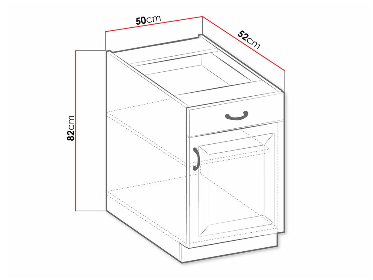 Moduláris szekrény fiókkal és ajtókkal 50 D 1F 1S BB RETROLINE (Fehér)