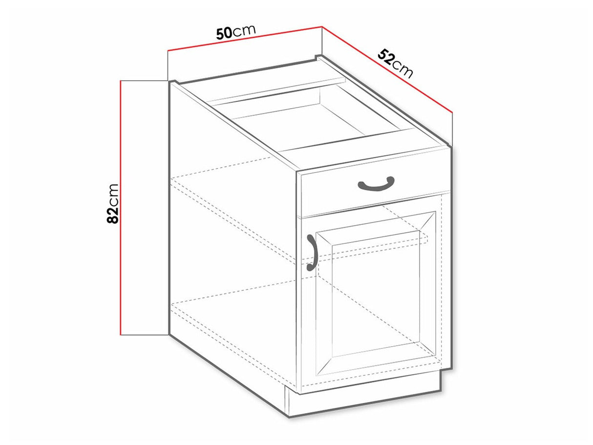 Moduláris szekrény fiókkal és ajtókkal 50 D 1F 1S BB RETROLINE (Artisan tölgy + Grafit)