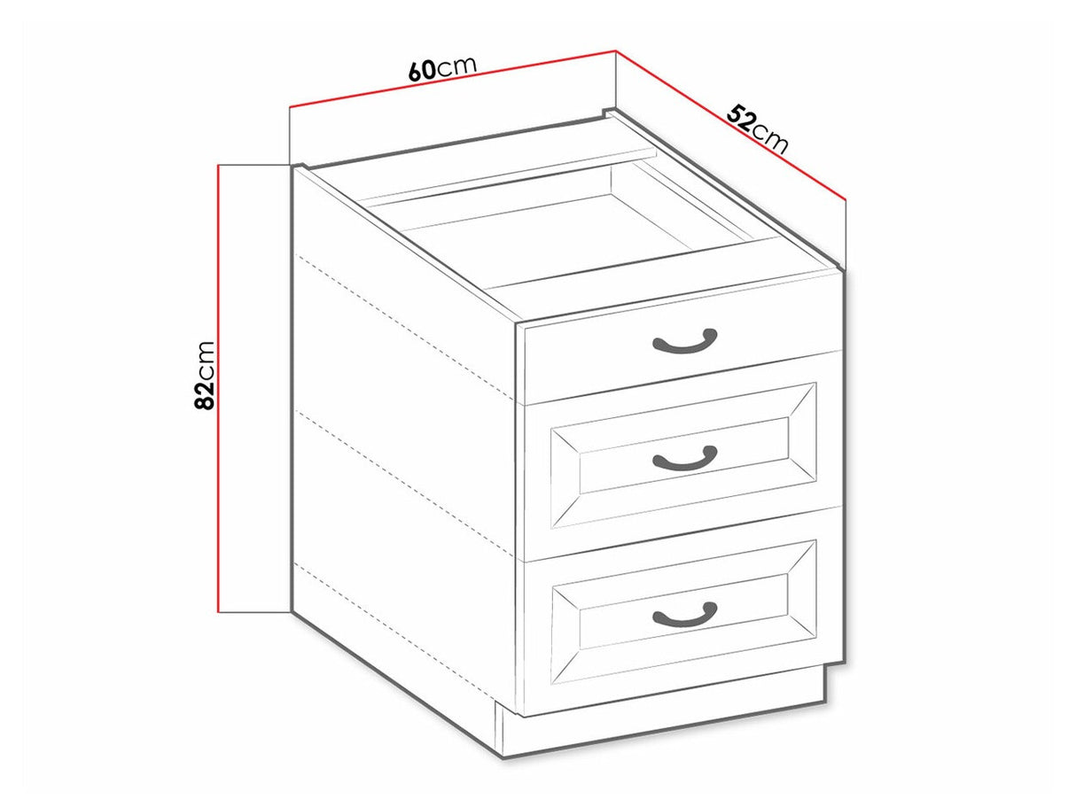 Moduláris szekrény fiókokkal 60 D 3S BB RETROLINE (Fehér)