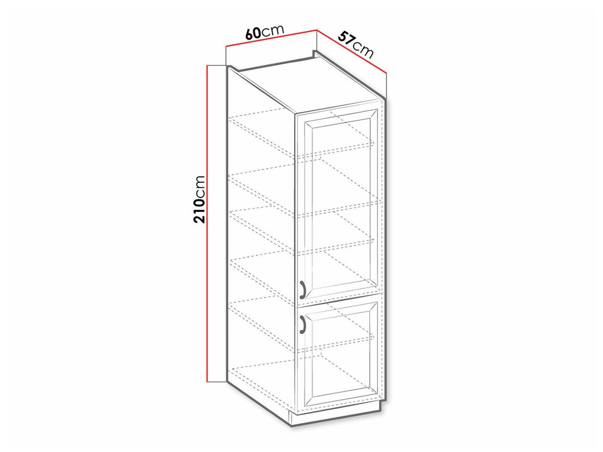 Moduláris szekrény ajtókkal 60 DK-210 2F RETROLINE (Fehér)