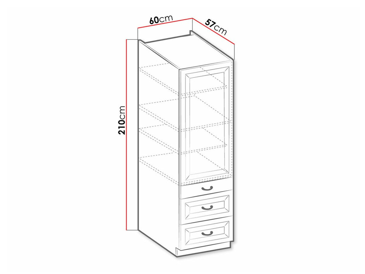 Moduláris szekrény fiókkal és ajtókkal 60 DKS-210 3S 1F RETROLINE (Fehér)