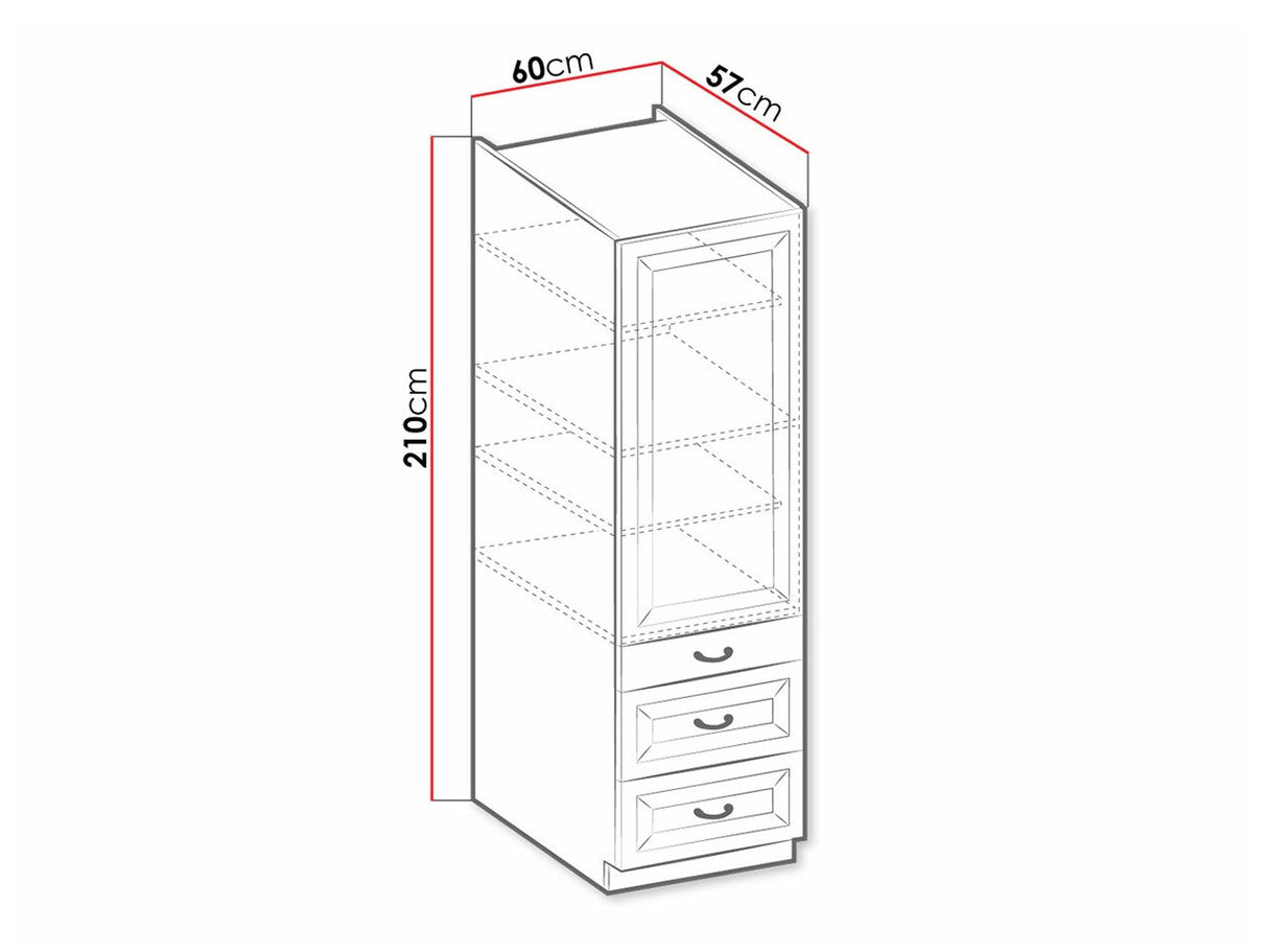 Moduláris szekrény fiókkal és ajtókkal 60 DKS-210 3S 1F RETROLINE (Artisan tölgy + Grafit)