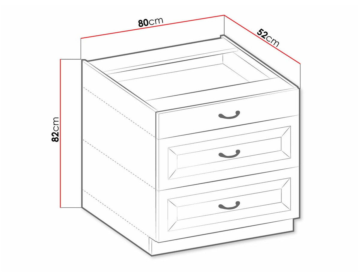 Moduláris szekrény fiókokkal 80 D 3S BB RETROLINE (Fehér)