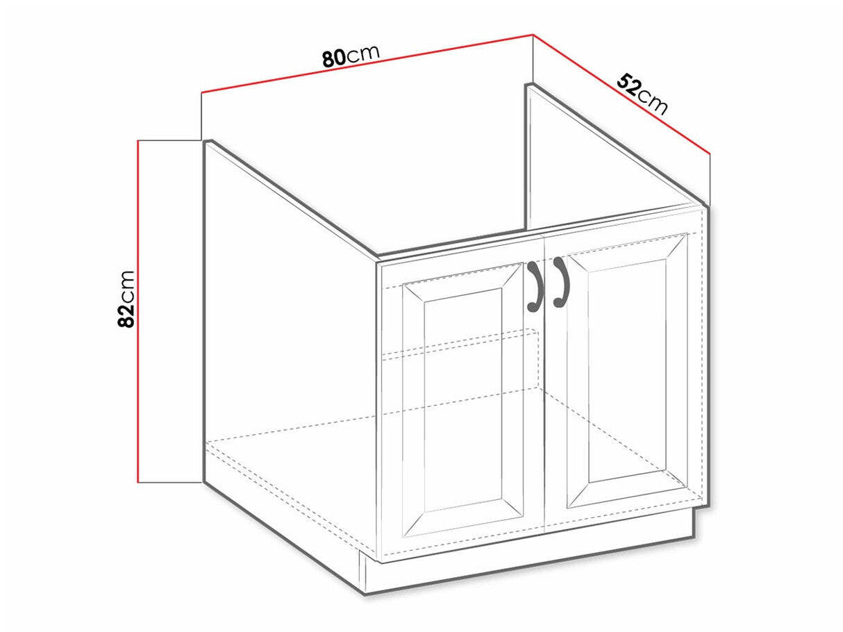 Moduláris mosogató szekrény ajtókkal 80 ZL 2F BB RETROLINE (Fehér)