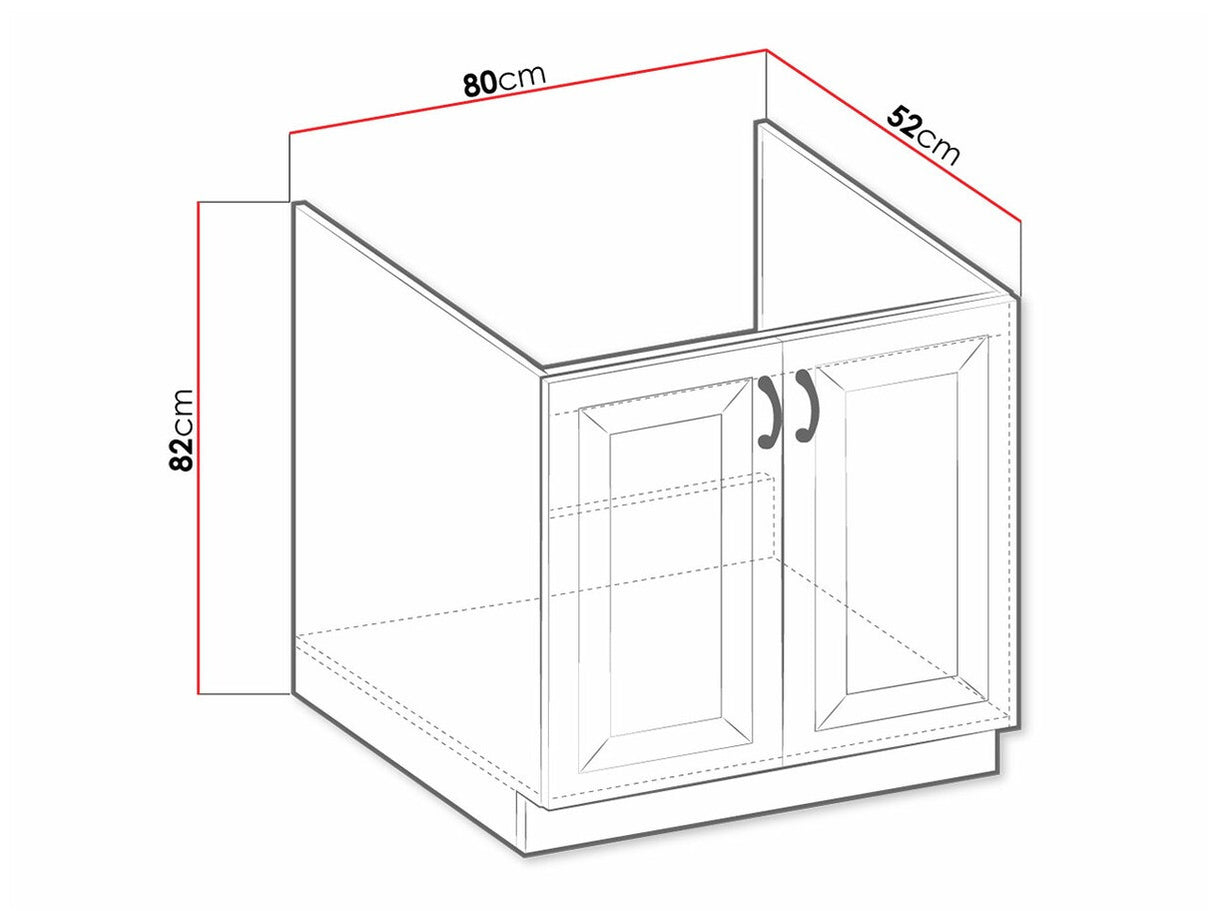 Moduláris mosogató szekrény ajtókkal 80 ZL 2F BB RETROLINE (Artisan tölgy + Grafit)