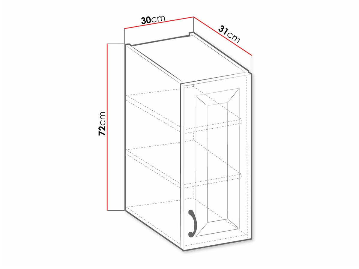 Moduláris fali szekrény 30 G-72 1F RETROLINE (Artisan tölgy + Grafit)