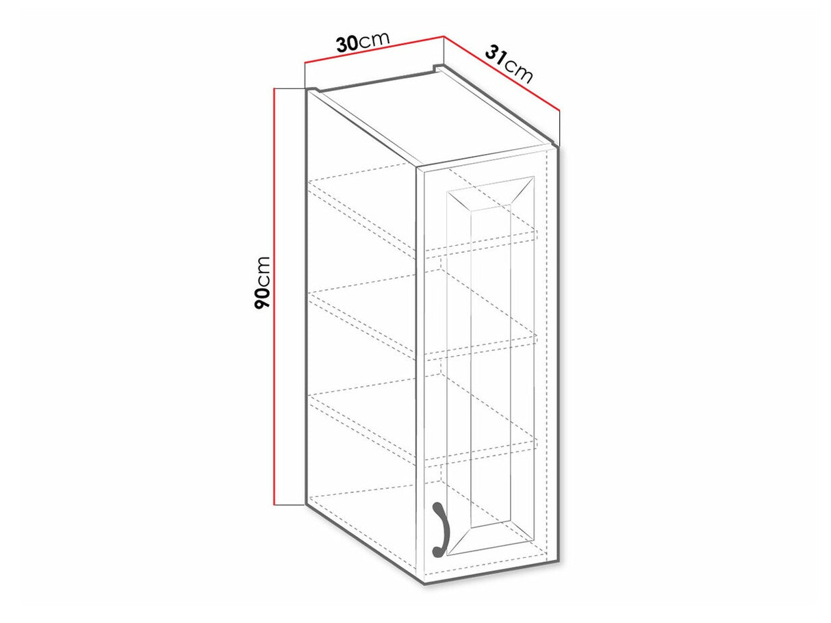 Moduláris fali szekrény 30 G-90 1F RETROLINE (Artisan tölgy + Grafit)