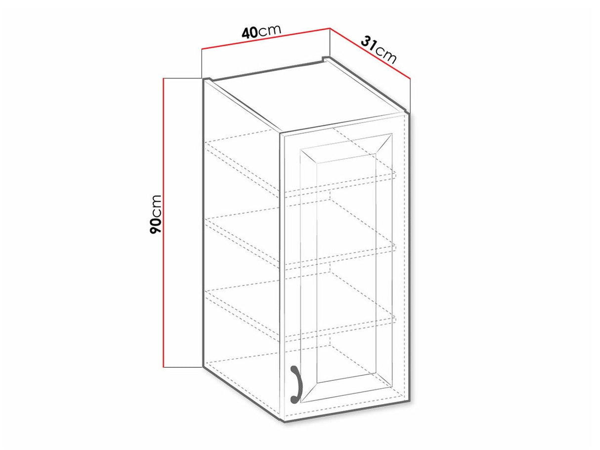 Moduláris fali szekrény 40 G-90 1F RETROLINE (Artisan tölgy + Grafit)
