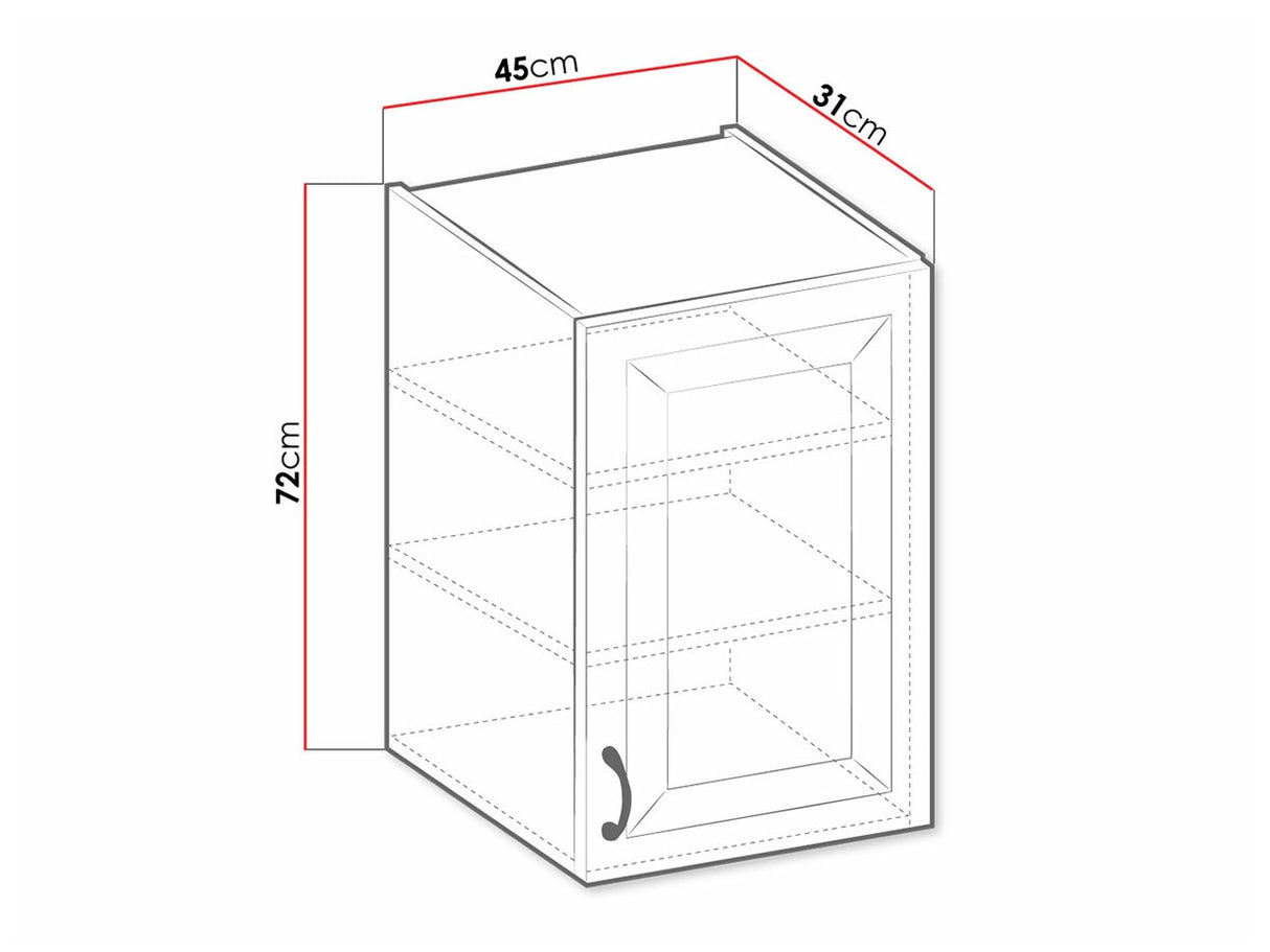 Moduláris fali szekrény 45 G-72 1F RETROLINE (Artisan tölgy + Grafit)
